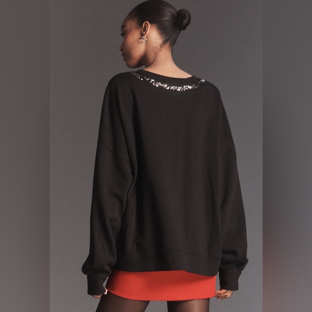 Maeve From Anthropologie Sequin Bow Sweatshirt - Picture 3 of 9